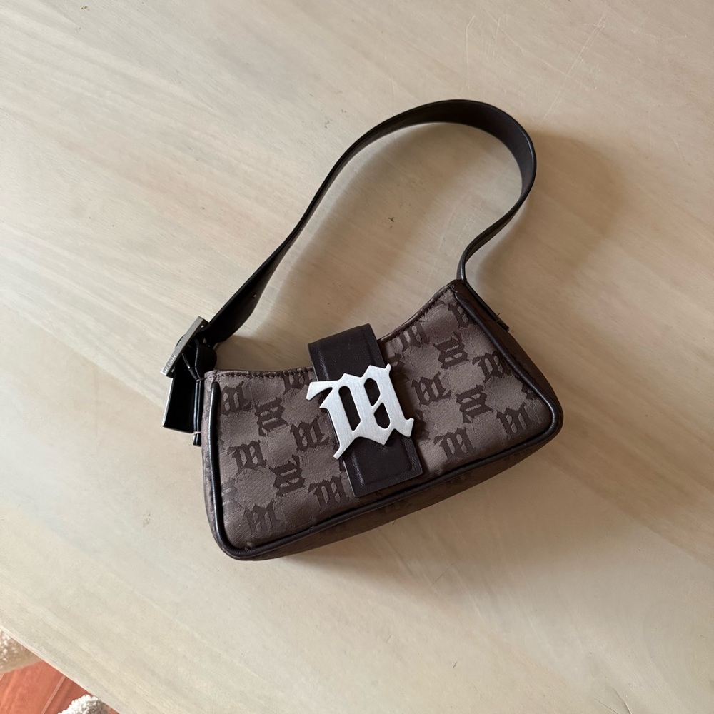 MISBHV Brown Nylon Monogram Mini Shoulder Bag